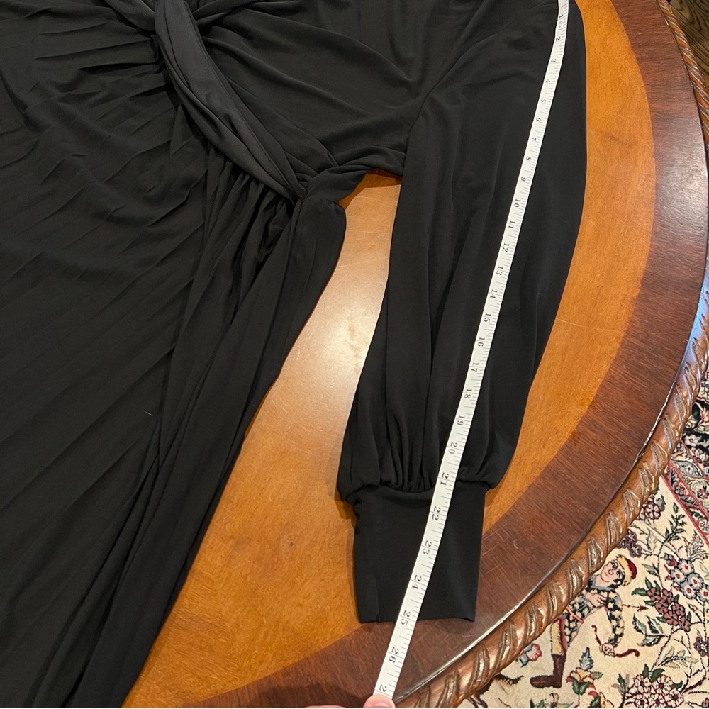 NEW $110 Eloquii Knot Front Pleated Skirt Dress Black Stretch Jersey Midi 24 - Picture 16 of 16